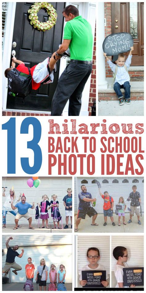 Back to school doesn't have to me traumatic. Here are some fun ways to send your kids off to their first day of school, and capture wonderful memories in picture form. Back To School Funny Pictures, Funny First Day Of School Photos, Funny Back To School Signs, Funny Back To School Pictures, Back To School Photo Ideas, School Photo Ideas, 1st Day Of School Pictures, First Day Of School Pictures, Planning School