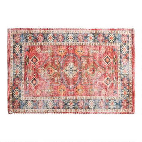 Multicolor Persian Style Rug Print Alaina Bath Mat | World Market Rug Print, Bathroom Rugs And Mats, Cotton Bath Mats, Persian Style Rug, Persian Style, Bath Rugs Sets, Vintage Persian Rug, Rug Sets, World Market