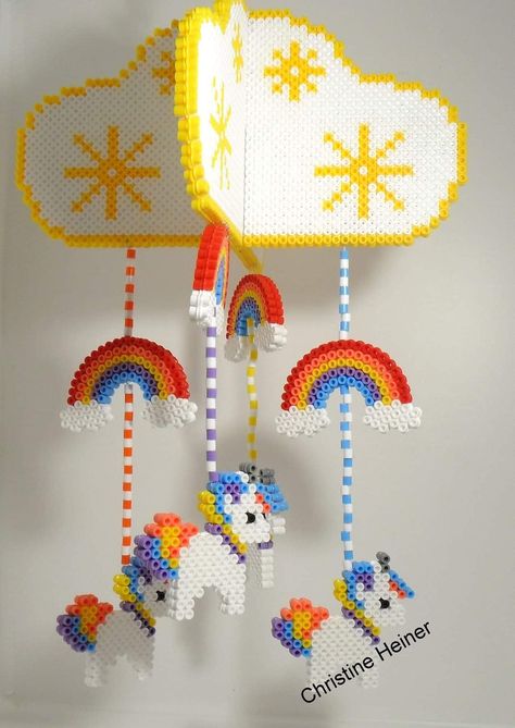 Perler Bead Mobile, Perler Mobile, Perler Bead Light Switch Frames, Mini Hama Beads, Melt Beads Patterns, Hamma Beads Ideas, Pony Bead Crafts, Easy Perler Bead Patterns, Melty Bead Patterns