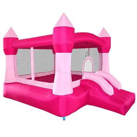 Amazon.com: Cloud 9 Princess Inflatable Bounce House - Pink Castle Theme: Toys & Games Princess Bounce House, Castle Bounce House, Bounce House With Slide, Bouncy House, Inflatable Bounce House, Inflatable Bouncers, Pink Castle, Bouncy Ball, Barbie Birthday Party