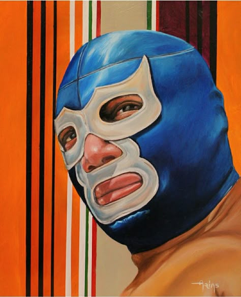 Luchador, Idolo del ring, pintura, painting, chilhood hero, heroes de mi niñez, oil painting, pintura en oleo. Luchador Art, Blue Demon Luchador, Bass Fishing Shirts, Mexican Wrestler, Blue Demon, Chicano Art, Mexican Art, Small Paintings, Painting Frames