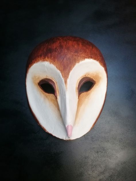 Dnd Mask, Barn Owl Mask, Pig Mask, Mask Inspiration, Paper Mache Mask, Owl Mask, Owl Costume, Making Paper Mache, Owl Girl