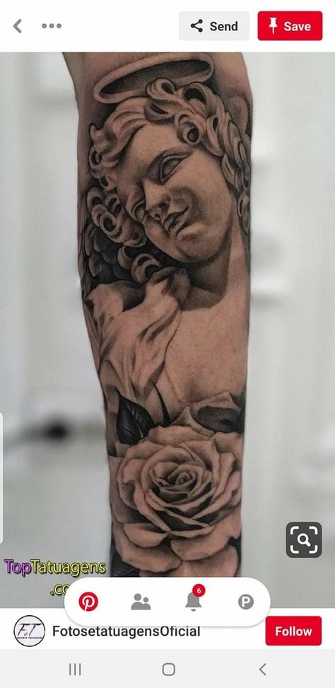 Tattoos For Men Family, Rose Arm Tattoos For Women, Rose Arm Tattoos, Angle Tattoo For Men, Tattoos For Women Forearm, Religious Tattoo Sleeves, Religous Tattoo, Arm Tattoos For Women Forearm, Angle Tattoo