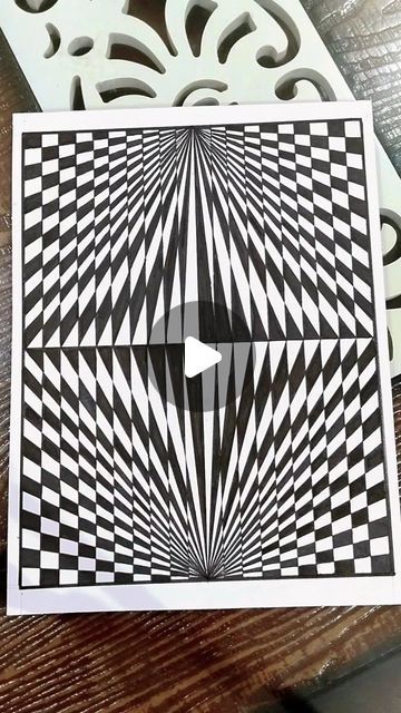 Line Illusion Drawing, Optical Illusions Drawings Easy, Optical Illusions Drawings, Illusions Art, Optical Illusion Drawing, Drawing Black And White, Drawing Lines, Illusion Drawings, Geometric Pattern Art