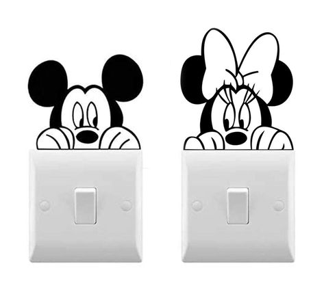 PRICES MAY VARY. Mickey and Minnie Stickers - Cool Room Switch Light Decals Inside the Package - 2 Pack Removeable Mickey and Minnie Stickers Will not Damage your walls or Leave any Residue You Can Use These Stickers - In your Car, Laptop, Phone, Room Drawers and more If You Are Not 100% Satisficed With this Product, We'll Make it up to You and will be Happy to Get it Back, and Send You a Full Refund Mickey Mouse Bedroom Toddler, Disney Kids Rooms, Cool Decals, Minnie Mouse Wall Decals, Mickey Mouse Wall Art, Mickey Bathroom, Mickey Mouse Room, Disney House Ideas, Mickey Mouse Bedroom