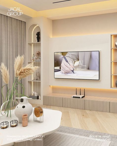 Contemporary white themed living room in Hong Kong #livingroom #livingroomdesign #diningroomdesigns #livinginspo #sittingroominspo #livingroomdecor #interiordesign #interiorinspo #homeinspo #homedetails #homedecorating #interiorismo #makehomeyours #homestyle White Tv Units Living Room, White Themed Living Room, Living Tv Unit, Hong Kong Apartment, Living Room Japandi, Chinese Living Room, Themed Living Room, Airbnb Ideas, Living Room Built Ins