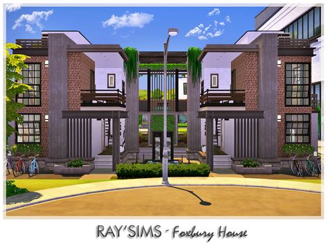 Foxbury Student Housing Sims 4, Sims 4 Foxbury Commons, Sims 4 University Mod, Sims 4 University Housing, Sims 4 University, Sims 4 College, Sims Lots, Sims 4 City Living, Sims 4 Houses Layout