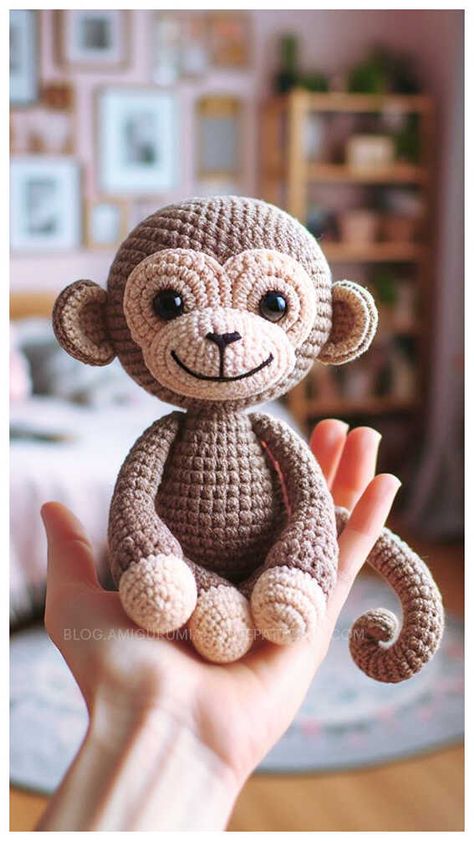 Crochet Monkey Amigurumi Free Pattern Crochet Monkeys, Cute Crochet Toys Free Pattern, Amigurumi Free Pattern Doll, Animals Crochet Patterns Free, Amigurumi Monkey Free Pattern, Amigurumi Monkey, Crochet Animals Amigurumi, Crochet Monkey Pattern Free Easy, Crochet Jungle Animals Free Pattern