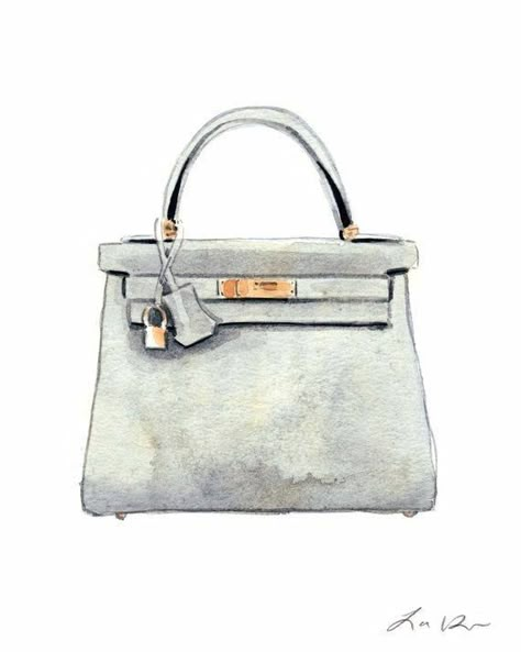 Purse Illustration, Bags Sketches, Designer Handbags Prada, Watercolor Fashion Illustration, Designer Handbags Louis Vuitton, Designer Handbags Chanel, Chanel Wall Art, Kate Spade Designer, Michael Kors Designer