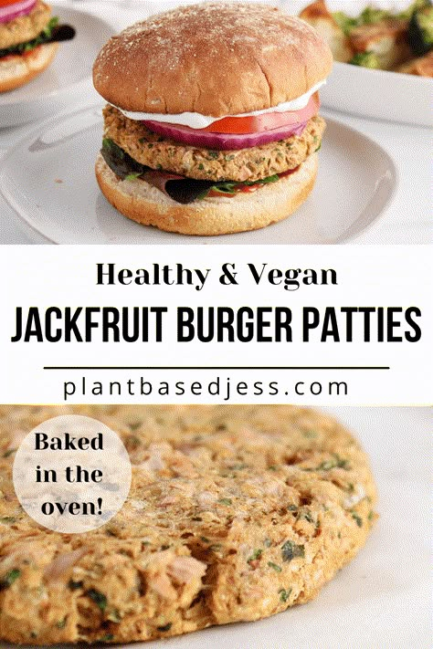 Vegan Jackfruit Burger Patties (Gluten-Free) - Plant Based Jess Homemade Vegan Burgers, Jackfruit Burger, Vegan Jackfruit, Vegan Burger Recipe, Jackfruit Recipes, Lentil Burgers, Vegan Summer Recipes, Tempeh Recipes, Burger Patties