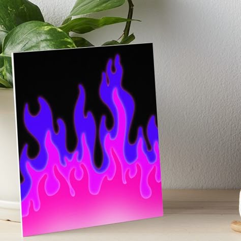 Professionally printed on firm, textured mat boards perfect for desks and shelves. Supplied with 3M velcro dots to easily affix to walls. Available in standard sizes. Feeling' HOT! These stylish and colorful flames will warm up any day. Easy Fire Painting, Flame Painting Canvas, Simple Paintings, Cute Easy Paintings, Punk Jacket, Pink Canvas Art, Paintings Ideas, Fire Painting, Trippy Painting