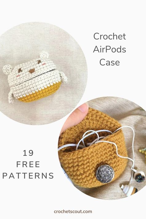 19 Free Crochet Earbud Case and Cord Holder Patterns Crochet Earbud Case, Earphones Holder, Earbud Case, Crochet Case, Quick Crochet Patterns, Crochet Cord, Cord Holder, Cord Cover, Ipod Cases