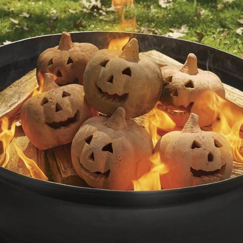 PRICES MAY VARY. 【Realistic Pumpkins Fire Pits】Our Fire Pits Pumpkins feature a hollowed-out center with realistic pumpkin design, creating a creepy and eerie atmosphere. The flame passes through the eyes of the big skeleton, making it look even more lifelike and spooky. 【Excellent Quality】Made of high-quality Resin, our Halloween Fire Pits are designed to withstand high temperatures up to 302.0 ° F. They can be reused and burned repeatedly without any special odor. Rest assured that you are inv Barbecue Party Decorations, Fire Pit Decor, Indoor Outdoor Fireplaces, Outside Fall Decor, Halloween Fest, Skull Pumpkin, Fire And Stone, Barbecue Party, Faux Fireplace