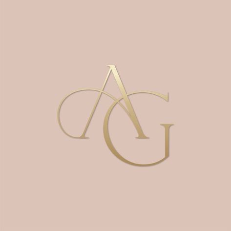 Elegant Font Logo Design, Gold Logo Design Ideas, Cute Brand Logo, Ga Logo Design, Luxury Logo Design Gold, Wedding Logo Design Luxury, Ag Logo Design, Ag Monogram, Glamour Logo