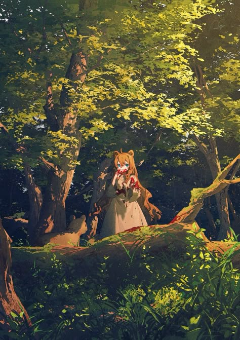 Forest Lighting Reference, Character In Forest, Fantasy Forest Drawing, Anime Forest, Forest Drawing, Forest Color, Adventure Anime, Scenery Background, Forest Illustration