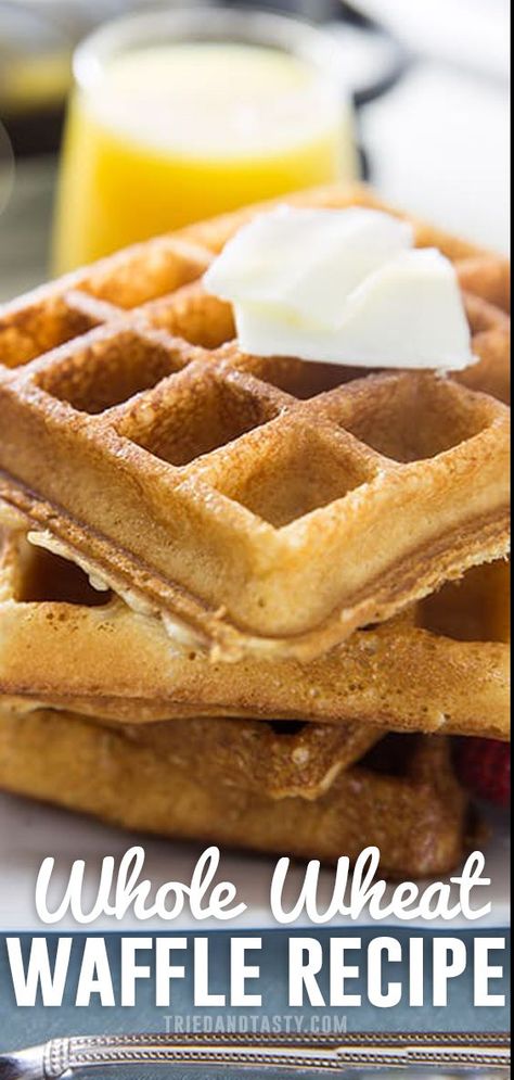 Nothing better than starting your morning with a nutritious breakfast. These 100% Whole Wheat Waffles are perfectly healthy and wonderful for the whole family! #breakfast #brunch #waffle #waffles #recipe #healthy #wholewheat Waffles No Butter, Whole Grain Waffle Recipe, Waffle Recipe No Butter, Wheat Waffle Recipe, Whole Wheat Waffle Recipe, Whole Wheat Waffles Healthy, Healthy Waffle Recipe, Whole Wheat Vegan Waffles, Whole Wheat Protein Waffles