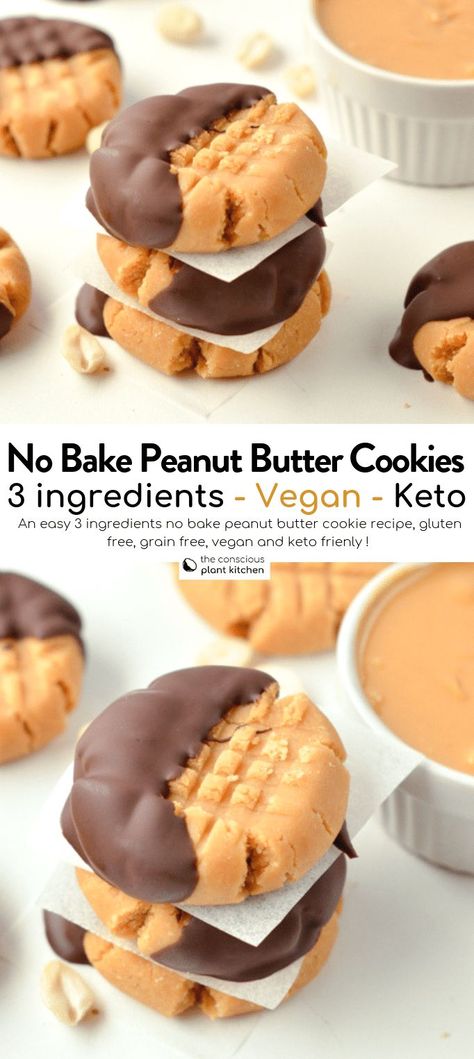 Peanut Butter Cookies Keto, No Bake Cookies Recipe Peanut Butter, Easy Healthy Cookies, No Bake Peanut Butter Cookies, Low Carb Peanut Butter Cookies, Keto Peanut Butter Cookies, Vegan Peanut Butter Cookies, Vegan Keto Recipes, No Bake Peanut Butter