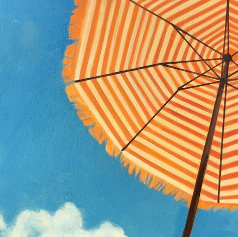 Umbrellas – T. S. Harris Sun Umbrella Aesthetic, Capri Summer, Sky Gazing, Summer Umbrella, Umbrella Painting, Pool Umbrellas, Pool Art, Orange Umbrella, Summer Illustration