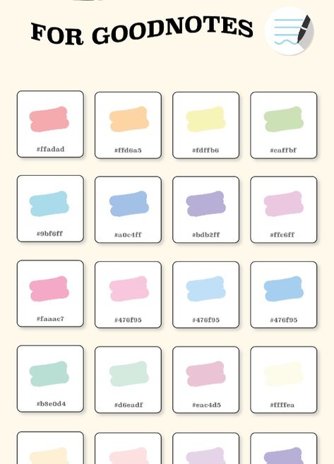 ✅⬆️CLICK THE LINK!!⬆️
Get the GoodNotes Color Palette with all the hex codes, Farbcodes & Farben. This is the perfect resource for anyone who wants to create beautiful notes in GoodNotes. #GoodNotes #ColorPalette #HexCodes #Farbcodes . #Highlighters_Color_Code #Good_Notes_Pen_Color_Palette #Aesthetic_Colors_With_Hex_Codes #Kode_Warna_Pastel_Canva Pastel Palette Hex Codes, Pastel Aesthetic Colour Palette, Pastel Colors Hex Code, Pastel Color Hex Codes, Aesthetic Hex Code Palette, Goodnotes Pen Colors, Good Notes Pen Colors, Highlighter Color Palette, Pastel Color Palette Hex Codes