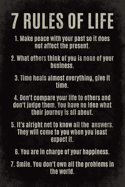 Amazon.com: 7 Rules Of Life, motivational poster print : Office Products Rules Of Life, 7 Rules Of Life, Growth Mindset Posters, Historical Quotes, Dont Compare, Life Poster, Life Rules, Make Peace, Comparing Yourself To Others