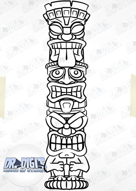 Arte Haida, Tiki Tattoo, Tiki Man, Surf Painting, Ancient Drawings, Tiki Statues, Simple Wood Carving, Tiki Totem, Tiki Decor