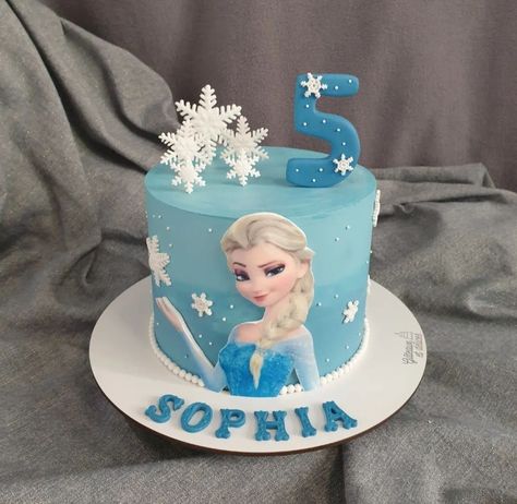 Princess Elsa Cake Ideas, Frozen Cake Ideas Easy, Simple Elsa Birthday Cake, Simple Frozen Cake Design, Frozen Cakes For Girls Birthday, Simple Frozen Birthday Cake, Cake Elsa Frozen, Elsa Cake Design, Elsa Theme Cake