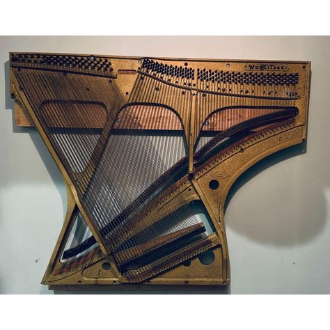 Excited to offer this amazing piece of art. This is the working parts of a Wurlitzer Baby Grand Piano. It has been removed from this vintage piano and mounted to the wall as a wall sculpture. This looks absolutely amazing in person. Piano Hammers Repurposed, Piano Upcycle Creative Ideas, Piano Parts Repurposed, Piano Sculpture, Grand Piano Decor, Piano Projects, Wurlitzer Piano, Piano Upcycle, Repurposed Pianos