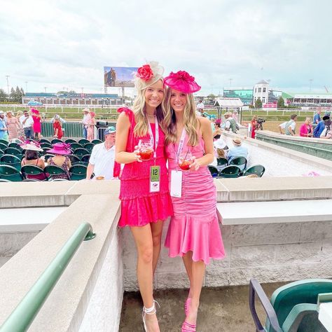 Hot Pink Derby Outfit, Pink Kentucky Derby Outfit, Pink Mini Hats For Kentucky Derby Ceremony, Kentucky Derby Dresses, Whimsical Pink Mini Hats For Races, Pink Hat For Kentucky Derby Event, Fitted Pink Hat For Kentucky Derby, Derby Outfits For Women Dresses, Kentucky Derby Outfit For Women Dresses