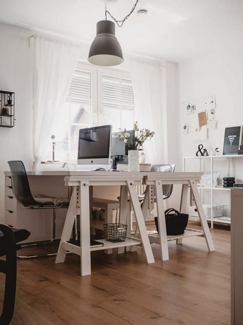 Desk For Two, Cheap Office Furniture, Women Inspiration, Decor Ikea, Desk Areas, Office Office, Decor Desk, Work Spaces, For Home