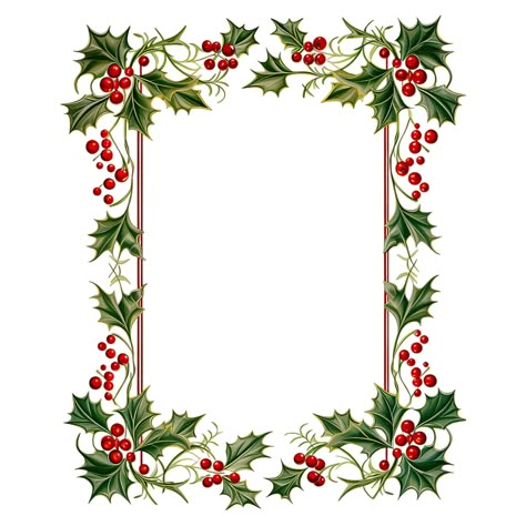 Christmas Cards With Holly Leaves, Christmas Borders And Frames, Christmas Border Frame, Christmas Clipart Border, Christmas Images Clipart, Christmas Frame Clipart, Christmas Journals, Watercolor Holly, Christmas Borders