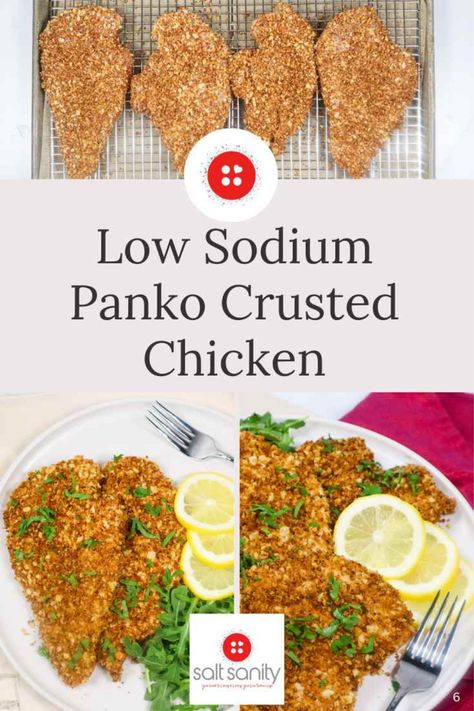 Low Sodium Chicken Nuggets, Low Sodium Dinners, Low Sodium Chicken Breast Recipes, Low Salt Dinners, Easy Low Sodium Recipes, Low Sodium Bread, Low Sodium Recipes Heart, Panko Crusted Chicken, Sodium Foods