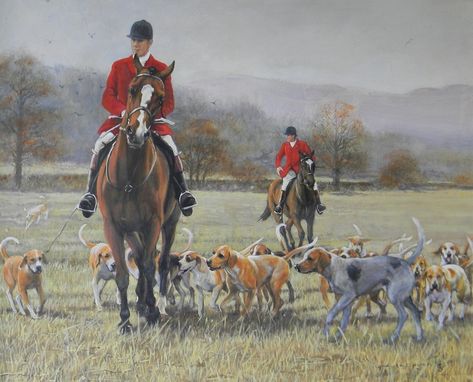 Fox Hunting Decor, Hunting Hounds, English Hunting, Jumping Fox, Fox Hunter, Hunting Painting, Fox Hound, Stud Farm, Hunt Seat