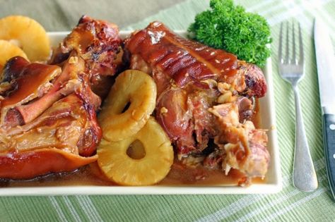 [Pata Hamonado] + Click For Recipe! #easy #recipes #asian #filipino Pata Recipe, Twice Cooked Pork, Pork Hock, Pork Leg, Filipino Dish, Asian Spices, Sweet Pork, Pork Soup, Pork Bacon