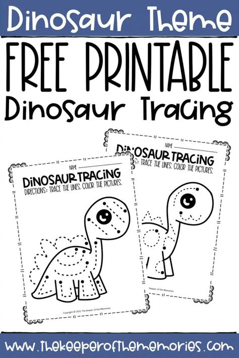 These Free printable Tracing Dinosaur Preschool Worksheets are a fun way to build fine motor skills and practice handwriting. Don't forget to add them to your next preschool dinosaur theme! #dinosaurs #preschool #pre-writing #tracing Dinosaur Tracing, Morning Work Preschool, Tracing Preschool, Dinosaur Preschool, Dinosaur Crafts Preschool, Dinosaur Worksheets, Dinosaur Lesson, Dinosaur Theme Preschool, Seasons Preschool