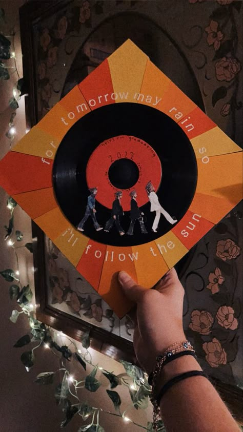 Beatles graduation cap:) Groovy Graduation Cap, Graduation Cap Graphic Design, Meet The Robinsons Graduation Cap, Muppets Graduation Cap, Eminem Graduation Cap, Retro Graduation Cap, Cap Decorations Ideas, Deftones Graduation Cap, Paramore Graduation Cap