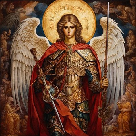 Archangel Michael Painting, Archangel Michael Aesthetic, Angel Michael Archangel, Arc Angel Michael, Archangel Michael Art, Samael Angel, Saint Michael Angel, Angel Michael, Pictures With Meaning