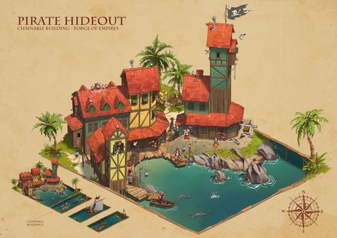 Aztec Buildings, Pirate Hideout, Cloud Runner, Aztec Architecture, Aztec City, Forge Of Empires, Golden Age Of Piracy, Planet Coaster, Minecraft Banner Designs