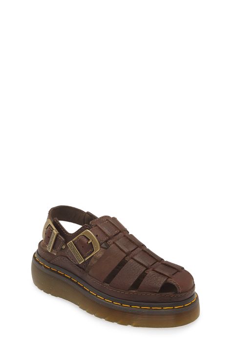 Dr. Martens Laketen Fisherman Sandal available at #Nordstrom Fishermen Sandals Women Outfit, Sandles Outfit, Cottage Core Outfit Ideas, Fisherman Sandals Outfit, Fisherman Sandals Women, Cottage Core Outfit, Dong Woo, Sandal Style, Funky Shoes