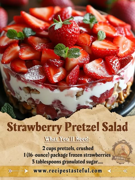 Strwaberry Pretzel Salad. Ingredients: For the Pretzel Crust: | by ReciepeRave | Apr, 2024 | Medium Jello Fruit Salad, Pineapple Pretzel Salad, Frozen Strawberry Recipes, Pretzel Salad Recipe, Strawberry Heaven, Jello Fruit, Strawberry Pretzel Salad Recipe, Strawberry Salad Recipe, Pretzel Dessert