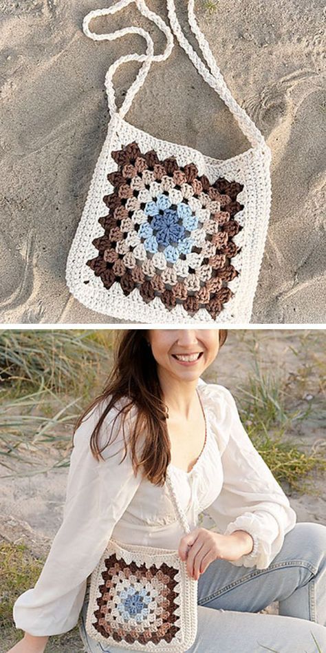 17 Crossbody Bags Free Crochet Patterns - Crossbody Granny Square Bag, Crochet Crossover Bag Free Pattern, Crochet Granny Square Crossbody Bag Pattern Free, Granny Square Crossbody Bag Free Pattern, Crochet Granny Square Phone Bag, Easy Crochet Handbag, Crochet Bag Template, Crochet Square Purse, 4 Granny Square Bag