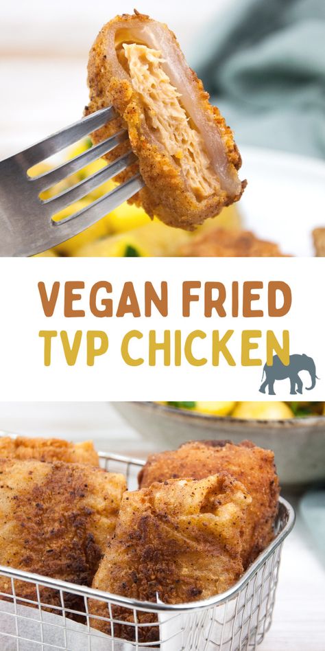 Vegan Chicken Recipes, Tvp Recipes, Vegan Fried Chicken, Vegan Fries, Vegan Chicken, Sans Gluten Sans Lactose, Vegan Comfort Food, Fried Chicken Recipes, Vegan Appetizers