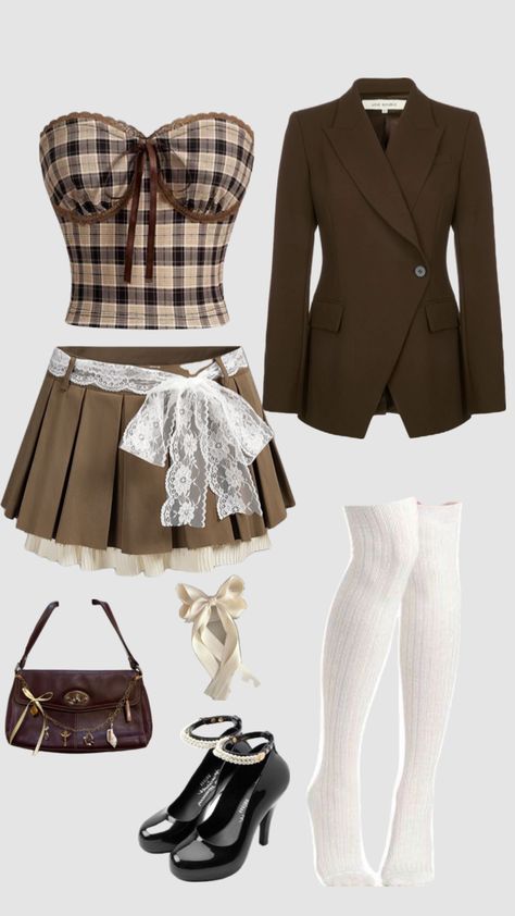 Dark academia outfit #darkacademia #outfit #brown #outfitinspo #fitinspo 2000’s Outfits, Dark Academia Y2k, Dark Academia Outfit, Outfit Brown, Academia Outfits, Perfect Wardrobe, Kpop Fashion Outfits, Clothing Essentials, Kpop Fashion