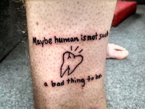 "Maybe human is not such a bad thing to be"  Joyce Manor Tattoo Midwest Emo Tattoo, Joyce Manor, Emo Tattoos, Cage Tattoos, Bear Photo, Ribcage Tattoo, Midwest Emo, Fresh Tattoo, Ursa Major