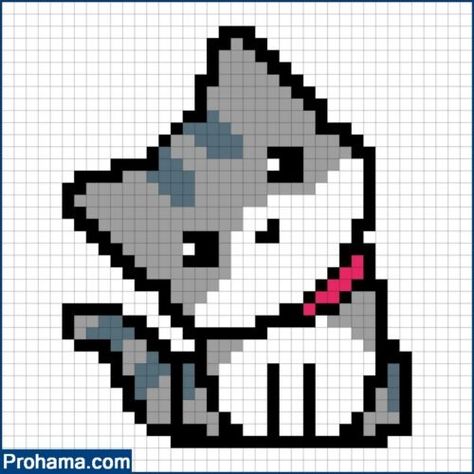 Cat | Perler beads patterns Perler Bead Cat Pattern, Perler Bead Patterns Ideas, Cat Perler Bead Patterns, Cat Perler Beads, Mesh Projects, Melty Bead Patterns, Pearl Beads Pattern, Beads Patterns, Easy Pixel Art