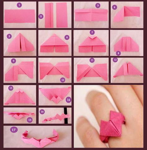 paper jewelry Origami Ring, Hadiah Diy, Kraf Kertas, Creative Origami, Paper Rings, Cute Origami, Origami Patterns, Instruções Origami, Origami Heart