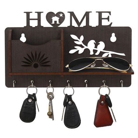 Key Holder https://amzn.to/3JSKMJv Wooden Home Design, Designer Key Holder, Keychain Hanger, Wood Key Holder, Key And Letter Holder, Mail And Key Holder, Key Holder For Wall, Keychain Hook, Wooden Key Holder