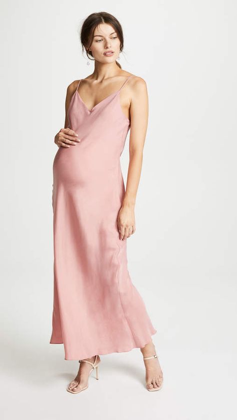 HATCH The Ricky Slip Dress. Wear it to the café, brunch, or a rooftop party—there’s basically no wrong place for this pretty HATCH slip dress. #afflink Pregnant Party Dress, Pink Maternity Dress, Cute Maternity Dresses, Cute Maternity, Rooftop Party, Maternity Wardrobe, Long Slip Dress, Stylish Maternity Outfits, Long Slip