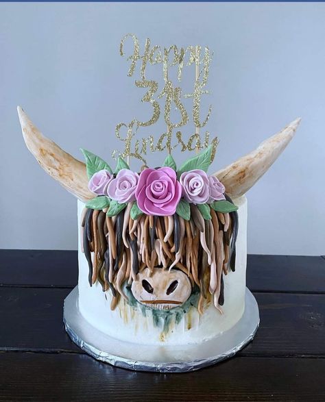 Cow Birthday Cakes, Goat Cake, Highland Cow Cake, Goat Birthday, Western Birthday Cakes, Highland Cow Birthday, Cow Birthday Cake, Cow Baby Shower Theme, Birthday Cake Girl