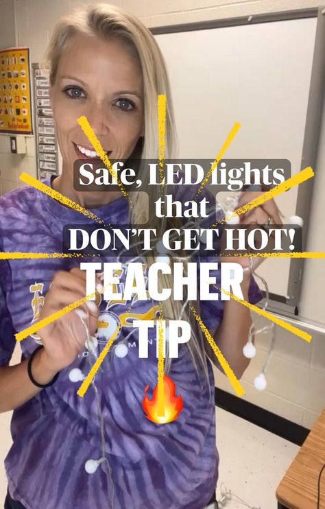 If you’re looking for a way to increase student engagement in your classroom and make your classroom look more cozy, try these LED colored lights! I love these lights— they remind me of polka dots & really grabs students’ attention. I love that they don’t get hot so I don’t have to worry about Littles burning their fingers as they are cool to the touch! They also use a lot less energy so you are helping the environment and I’m sure your school/office will be happy about that! Led Lights Classroom, Lights In Classroom, Lights Classroom, High School Bulletin Boards, Teaching Classroom Decor, Helping The Environment, Organized Teachers, Teaching Job, Colored Lights