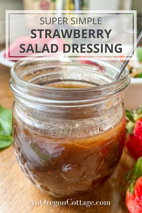 Bring some incredible flavor to your salads with this super simple strawberry vinaigrette recipe! With just a few panty ingredients, you'll have a delicious and refreshing salad dressing for any of your favorite salads. Strawberry Vinegarette, Bacon Appetizers Easy, Salad Stop, Easy Caesar Salad Dressing, Chicken Spinach Salad, Strawberry Dressing, Strawberry Salad Dressing, Balsamic Dressing Recipe, Strawberry Vinegar